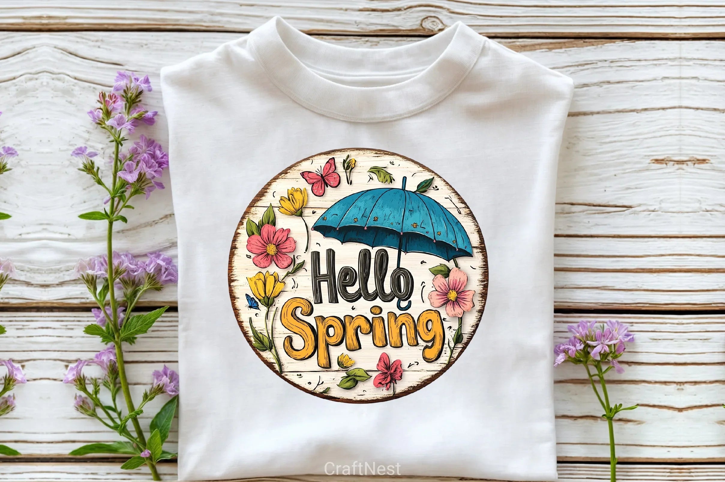 Hello Spring Floral Sign Clipart Bundle - CraftNest - Digital Crafting and Art