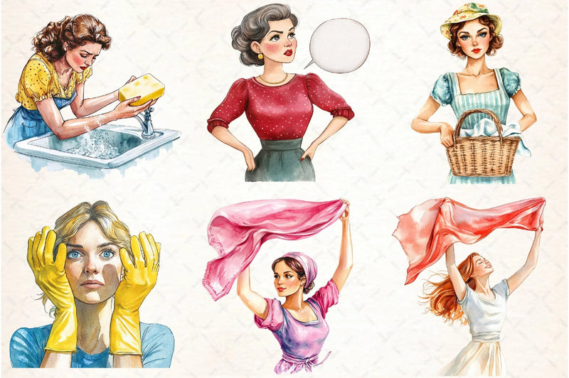 Retro Housewife Clipart Bundle 4 - CraftNest - Digital Crafting and Art