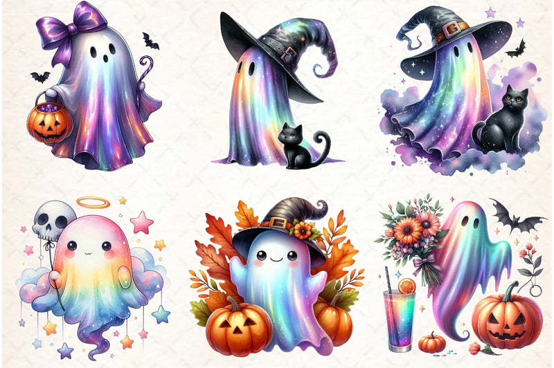 Halloween Iridescent Ghost Clipart Bundle - CraftNest - Digital Crafting and Art