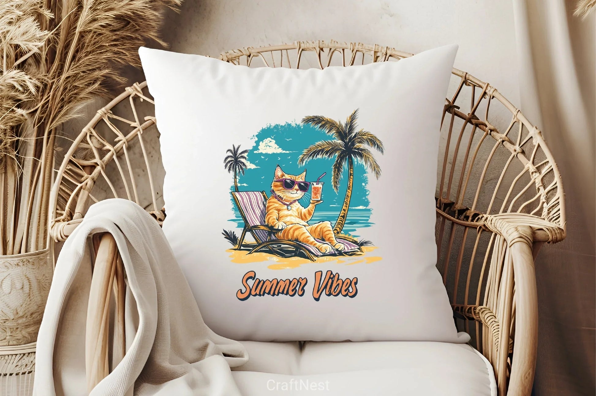 Summer Vibes Cat Clipart Bundle 2 - CraftNest - Digital Crafting and Art