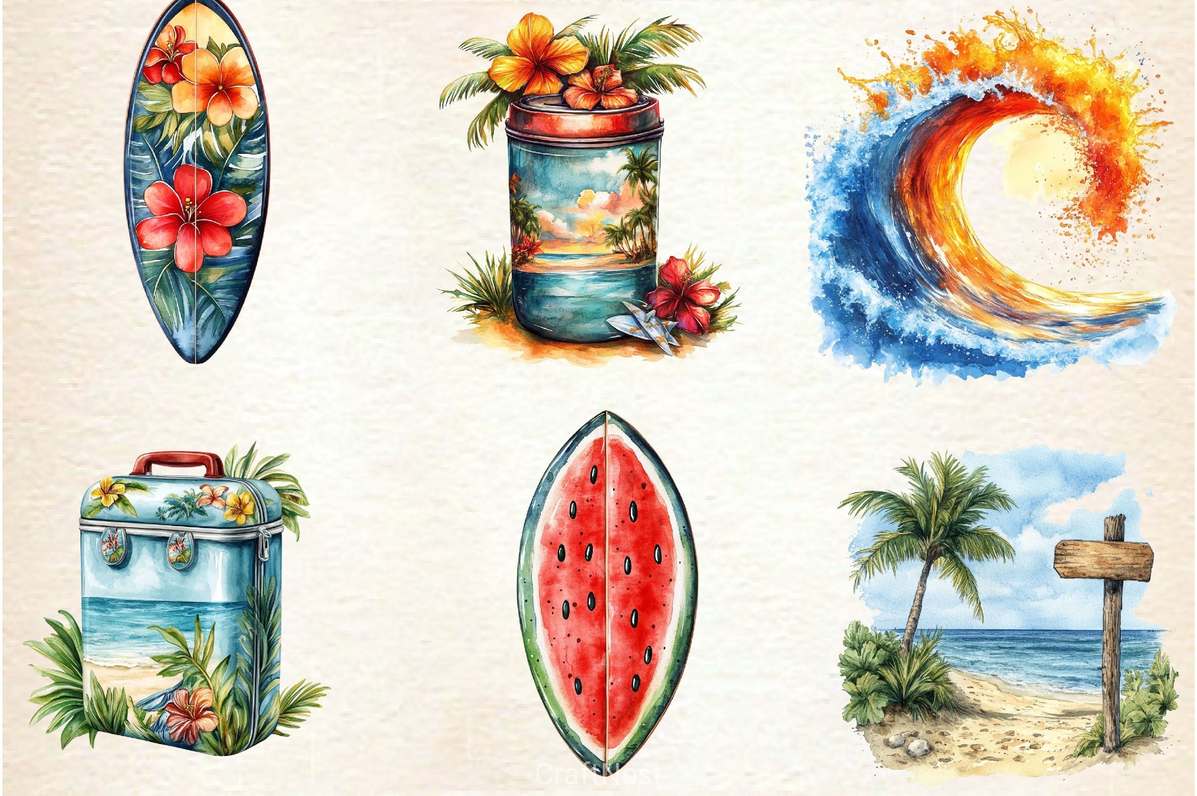 Surfs Up Beach Summer Clipart Bundle