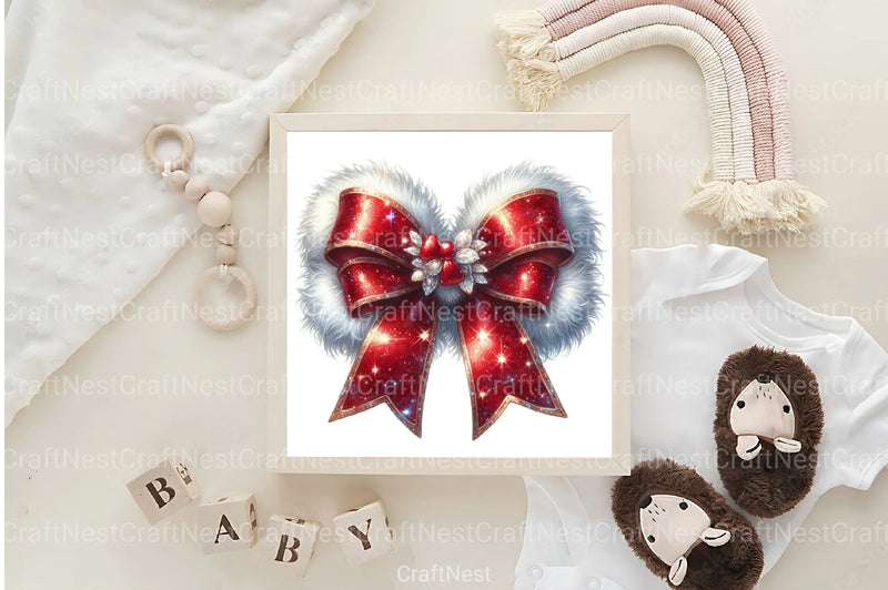 Red Christmas Coquette Bow Santa Clipart Bundle - CraftNest - Digital Crafting and Art