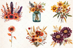 Autumn Flower & Pumpkin Clipart Bundle - CraftNest - Digital Crafting and Art
