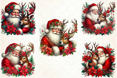 Santa Claus & Reindeer Clipart Bundle - CraftNest - Digital Crafting and Art