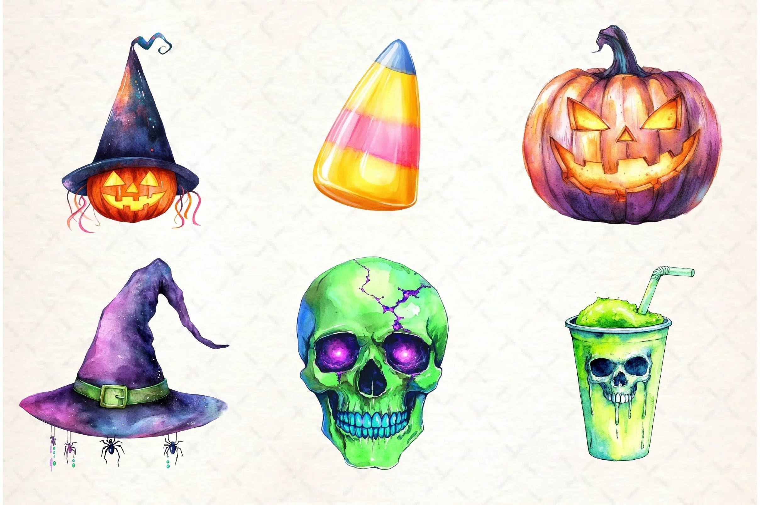 Neon Halloween Clipart Bundle - CraftNest - Digital Crafting and Art