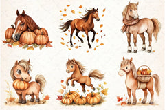 Autumn Brown Horse Clipart Bundle - CraftNest - Digital Crafting and Art