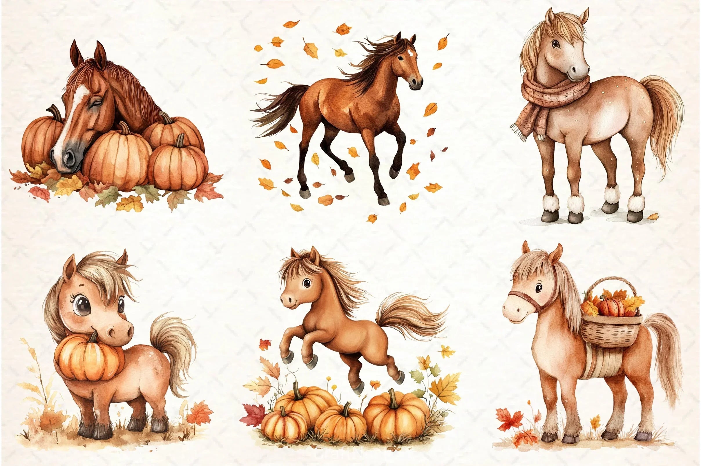 Autumn Brown Horse Clipart Bundle - CraftNest - Digital Crafting and Art