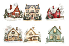 Christmas Houses Clipart Bundle - CraftNest - Digital Crafting and Art