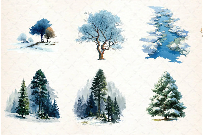 Winter Woodland Clipart Bundle - CraftNest - Digital Crafting and Art