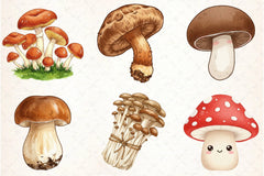 Edible Mushrooms Clipart Bundle - CraftNest - Digital Crafting and Art