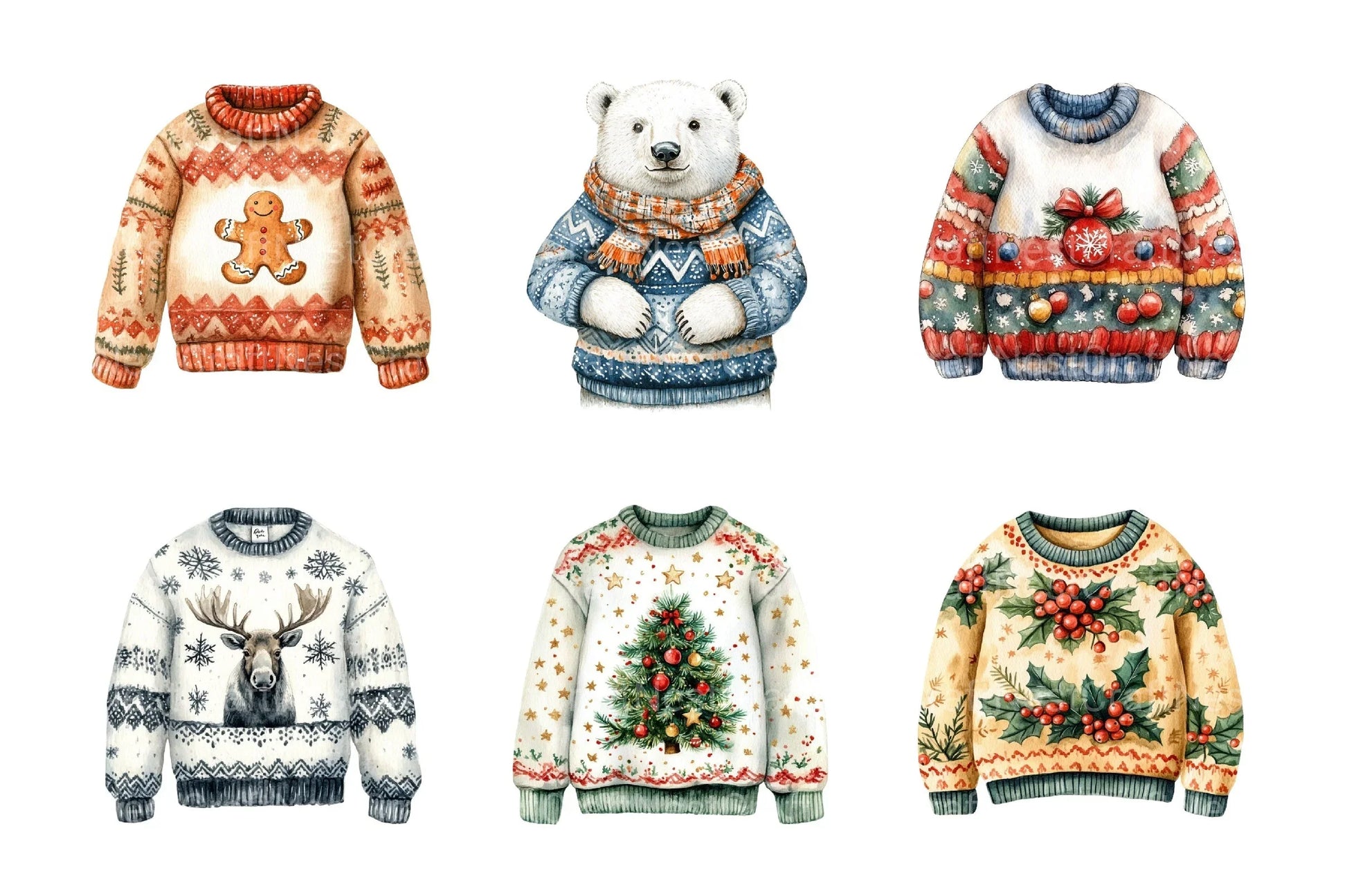 Christmas Sweater Clipart Bundle: Ugly, Grinch, Cute Holly Sweatshirts for Winter Scrapbooking & Planning - CraftNest - Digital Crafting and Art