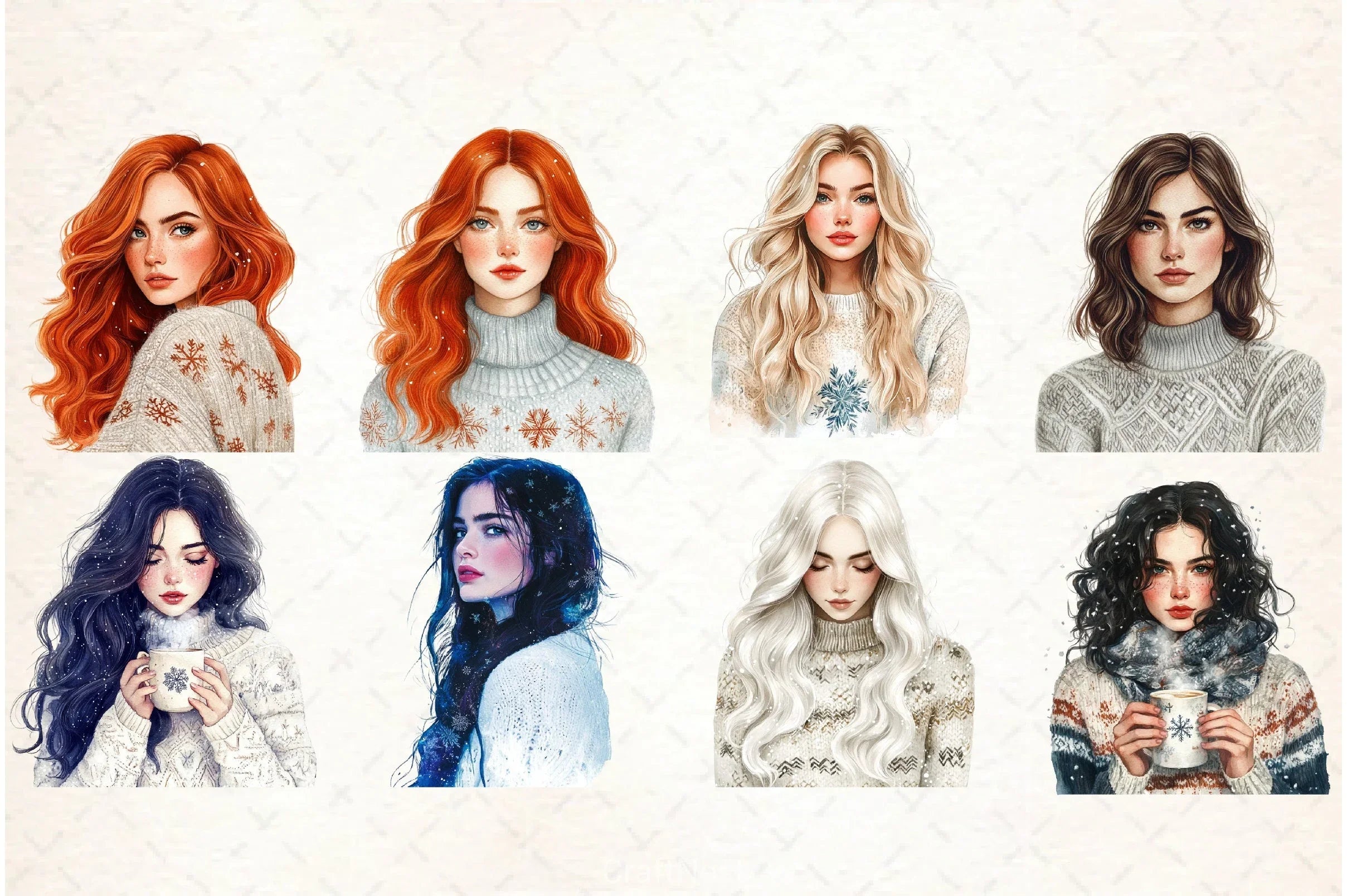 Cozy White Christmas Clipart Bundle - CraftNest - Digital Crafting and Art