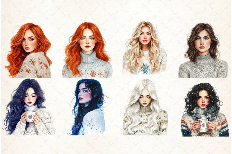 Cozy White Christmas Clipart Bundle - CraftNest - Digital Crafting and Art