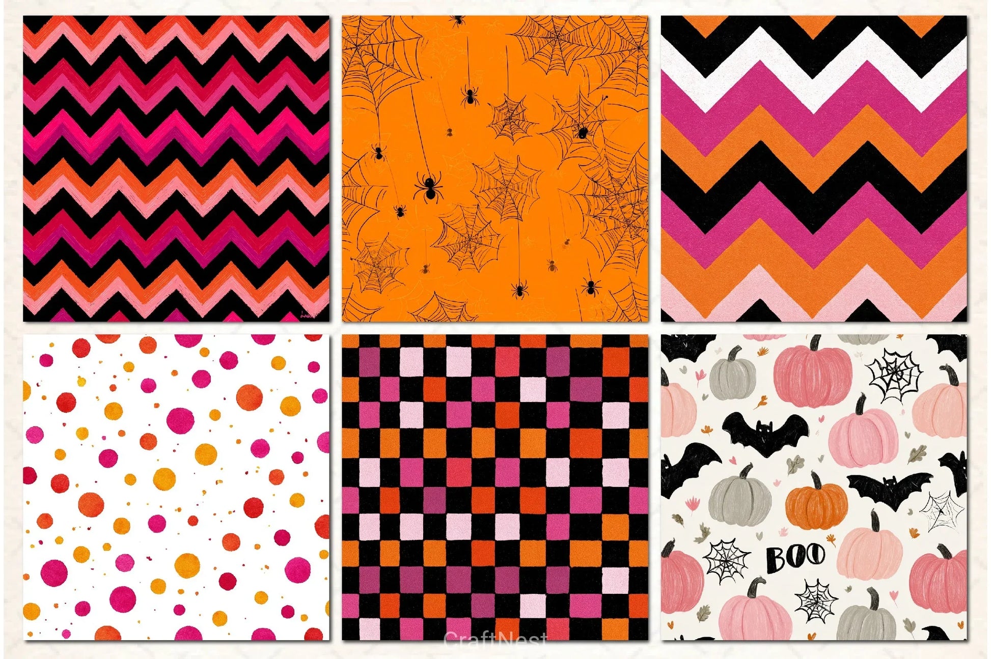 Cute Halloween Digital Paper Pack 3 - CraftNest - Digital Crafting and Art