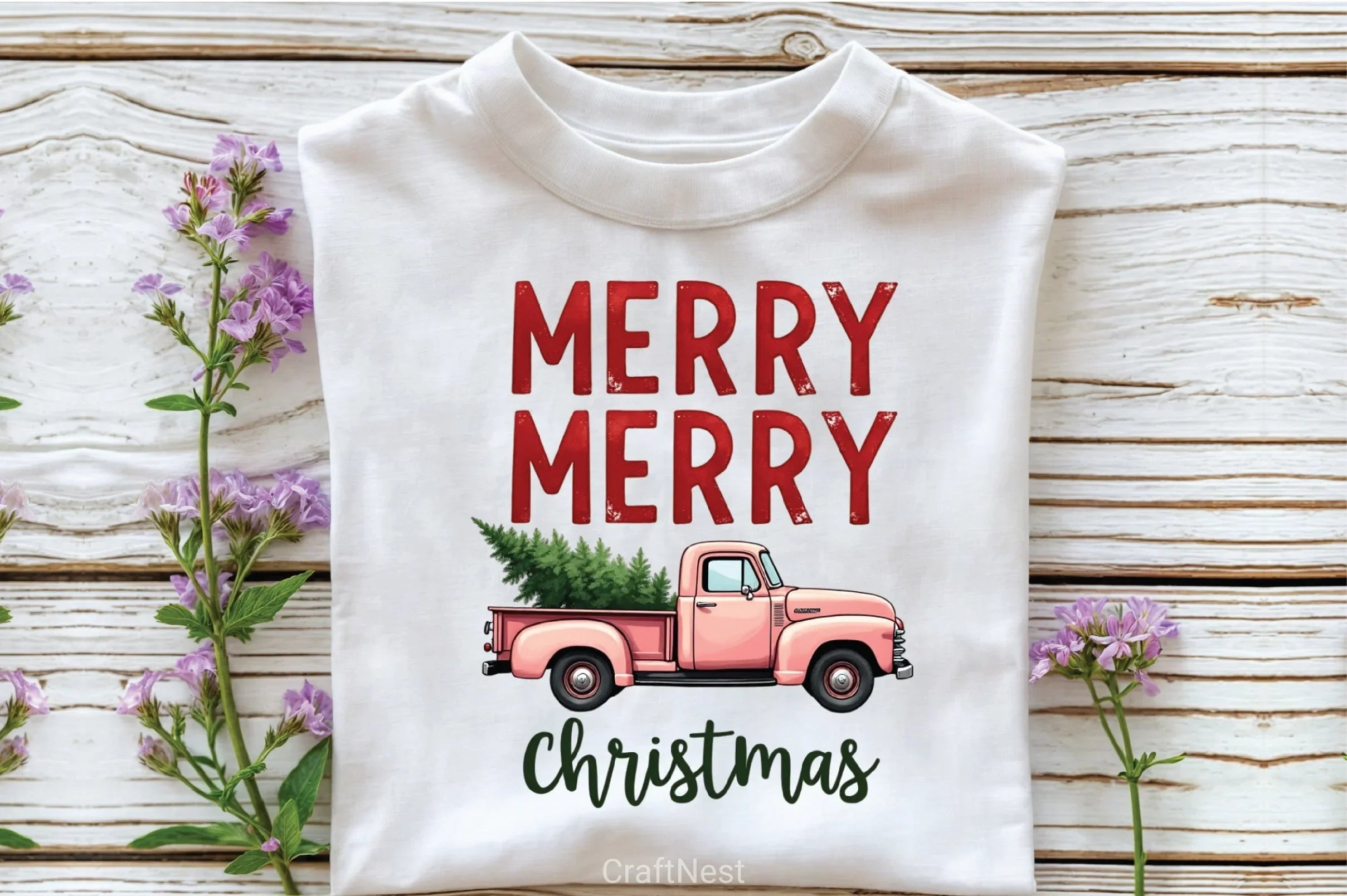 Pink Retro Christmas Truck Clipart Bundle - CraftNest - Digital Crafting and Art