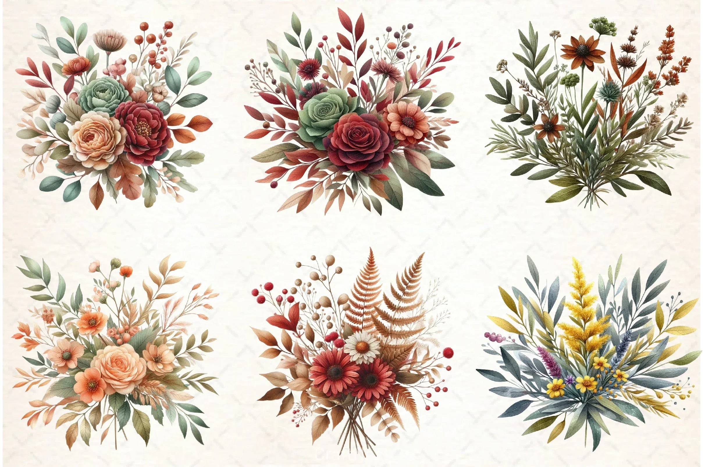 Fall Floral Clipart Bundle - CraftNest - Digital Crafting and Art