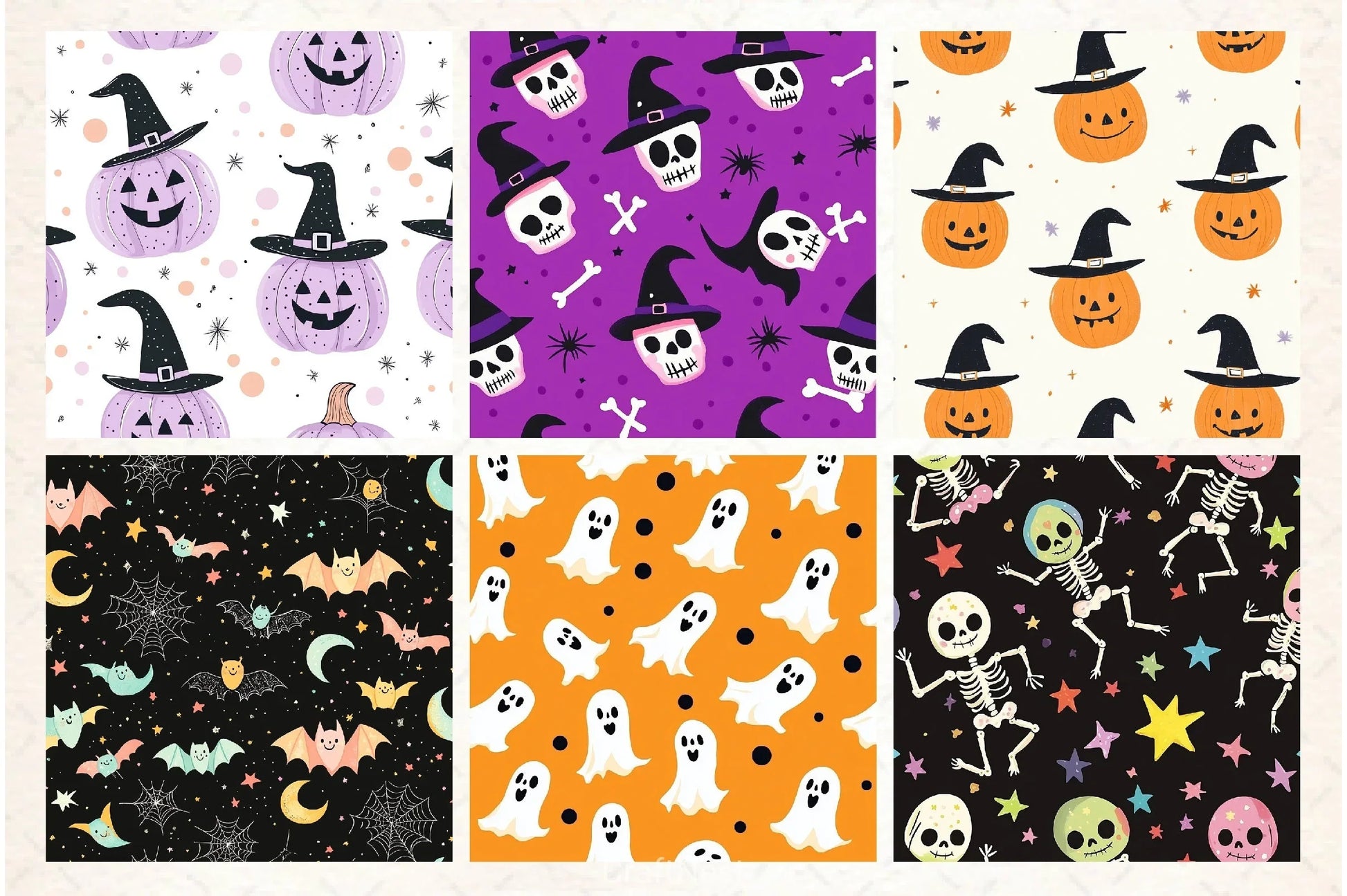 Happy Cute Halloween Pattern Paper - CraftNest - Digital Crafting and Art