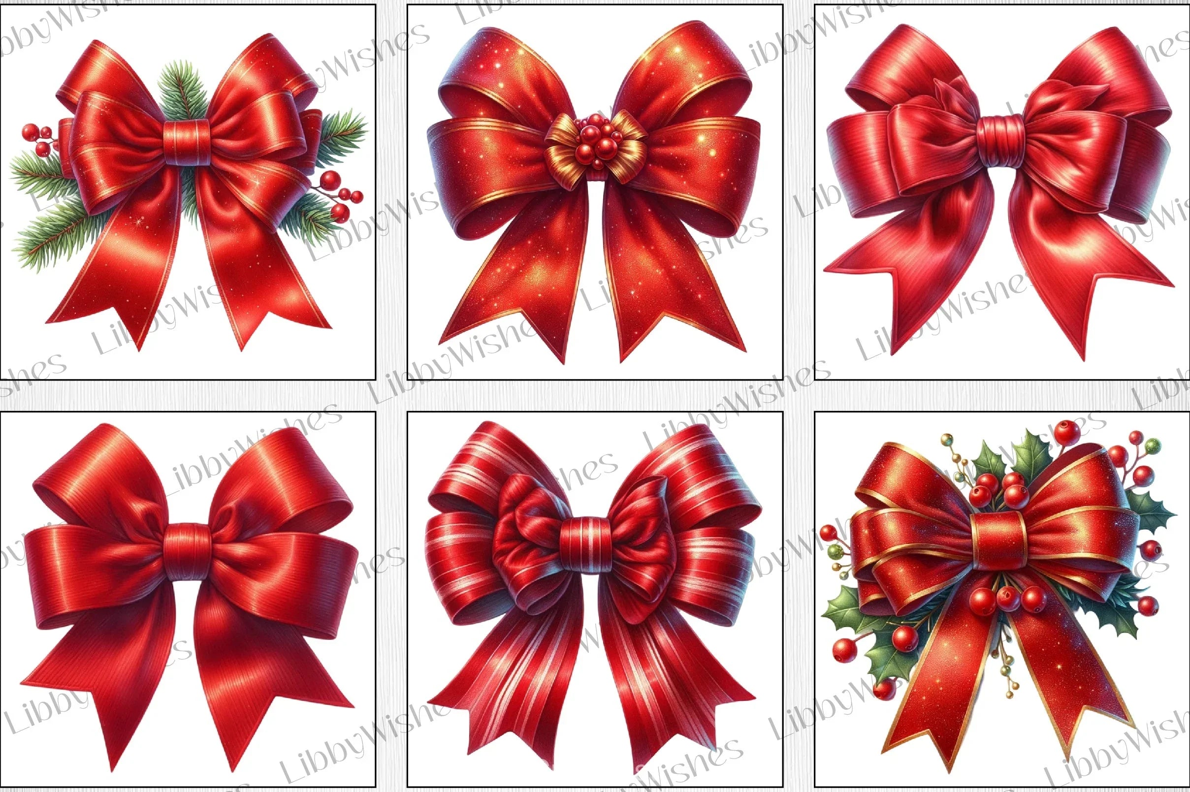 Red Christmas Bow Clipart Bundle - CraftNest - Digital Crafting and Art