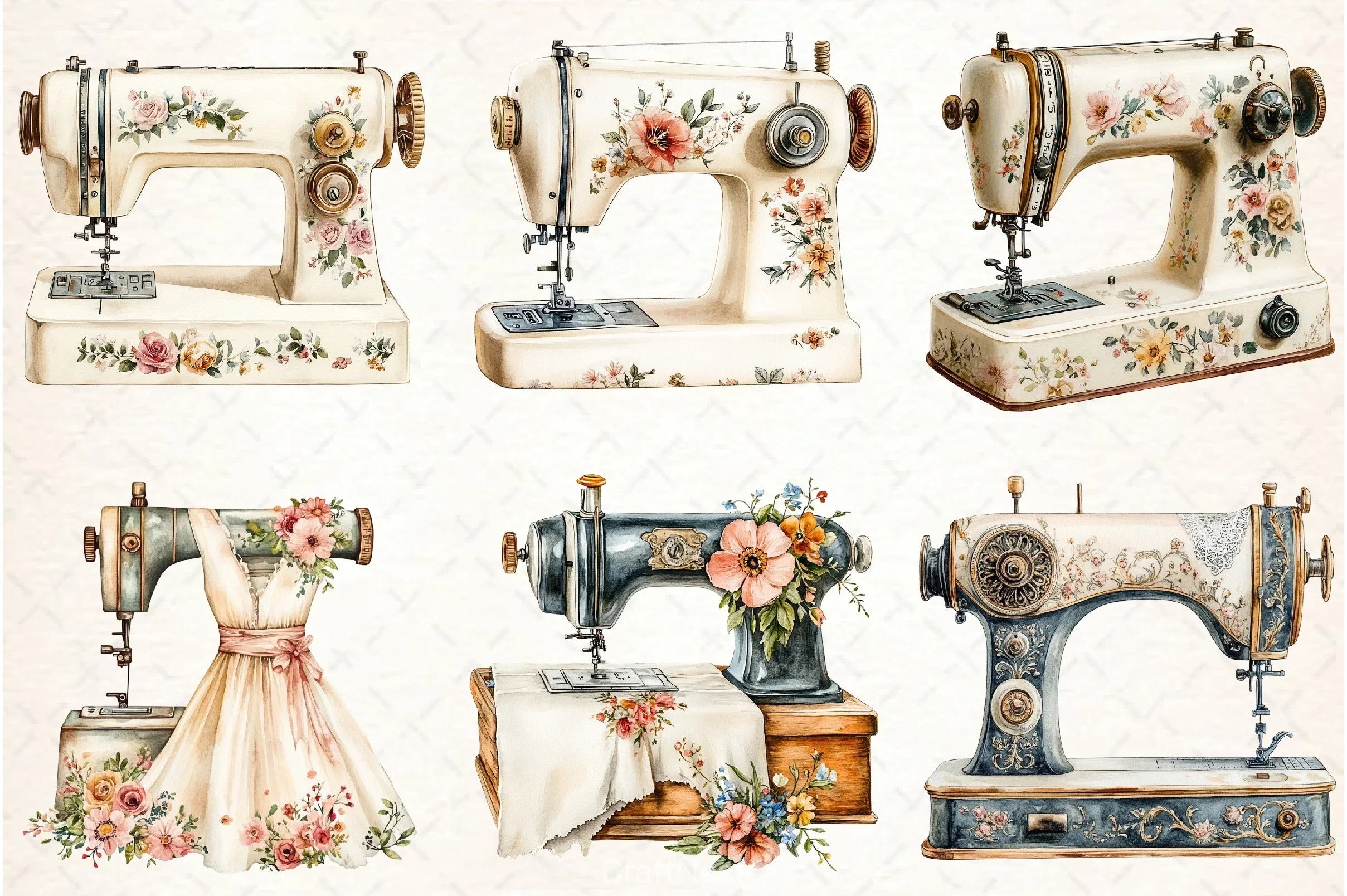 Vintage Sewing Machine Clipart Bundle - CraftNest - Digital Crafting and Art
