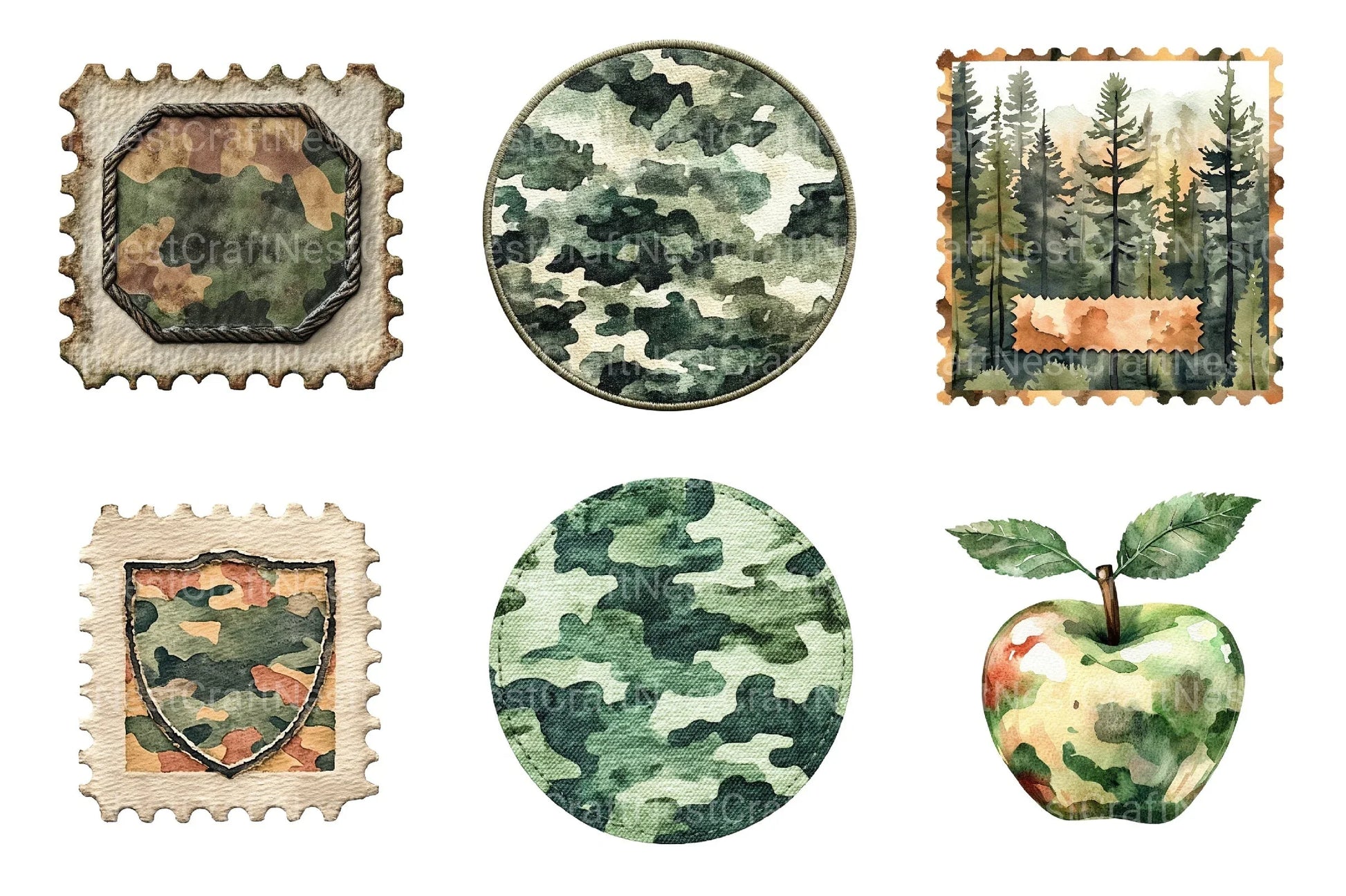 Camo Patches Clipart Bundle - CraftNest - Digital Crafting and Art