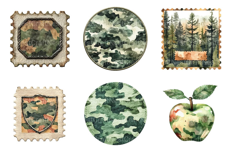 Camo Patches Clipart Bundle - CraftNest - Digital Crafting and Art