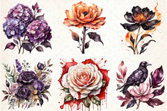 Halloween Flowers Clipart Bundle - CraftNest - Digital Crafting and Art