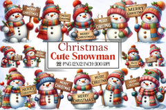 Cute Christmas Snowman Clipart Bundle 20 - CraftNest - Digital Crafting and Art