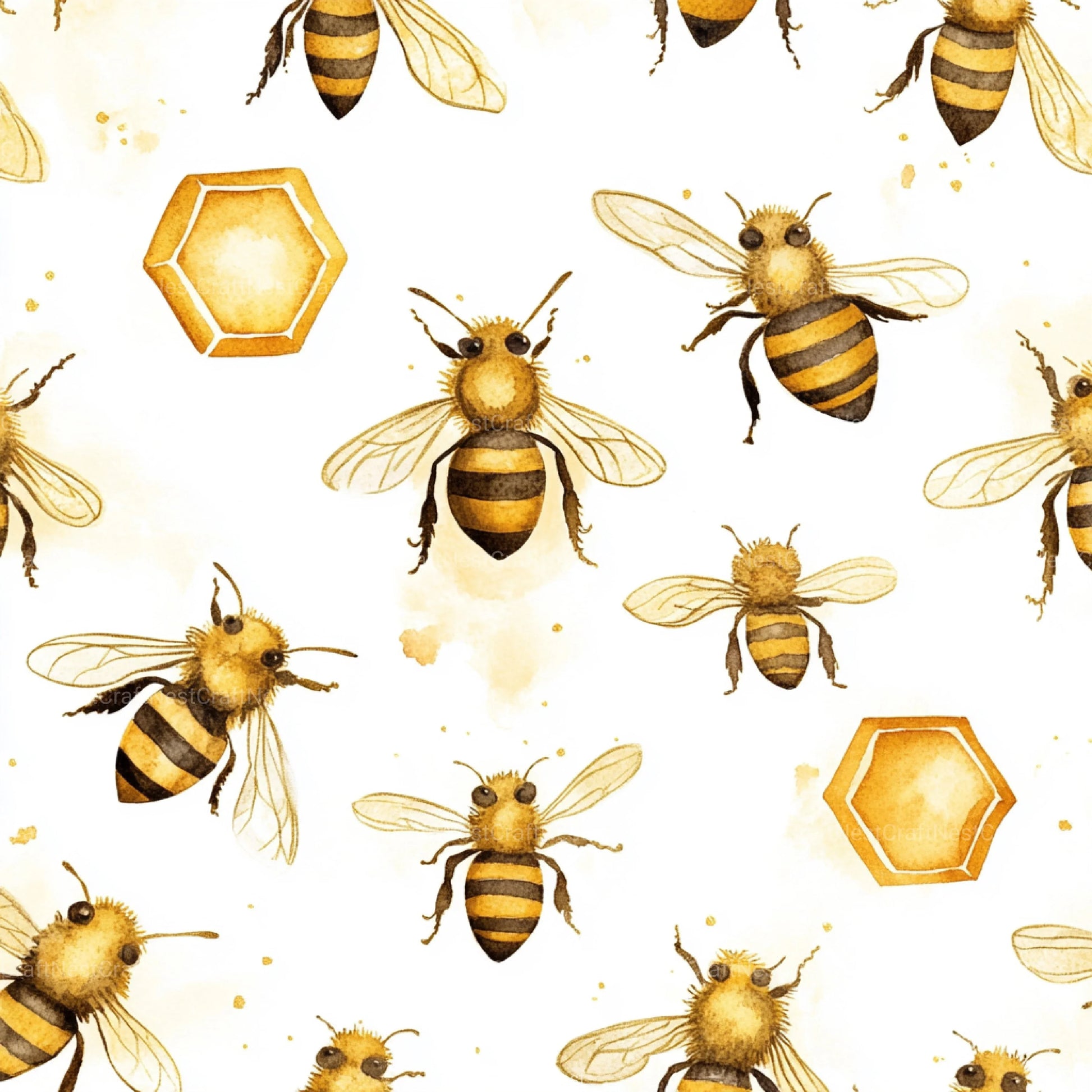 Lovely Bee Digital Paper - CraftNest - Digital Crafting and Art