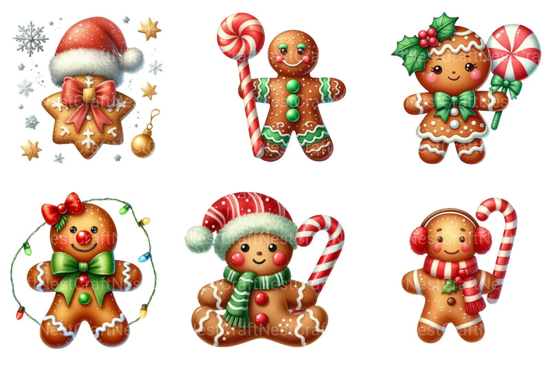 Gingerbread Man Festive Cookie Holiday Printables Christmas Clipart Bundle - CraftNest - Digital Crafting and Art