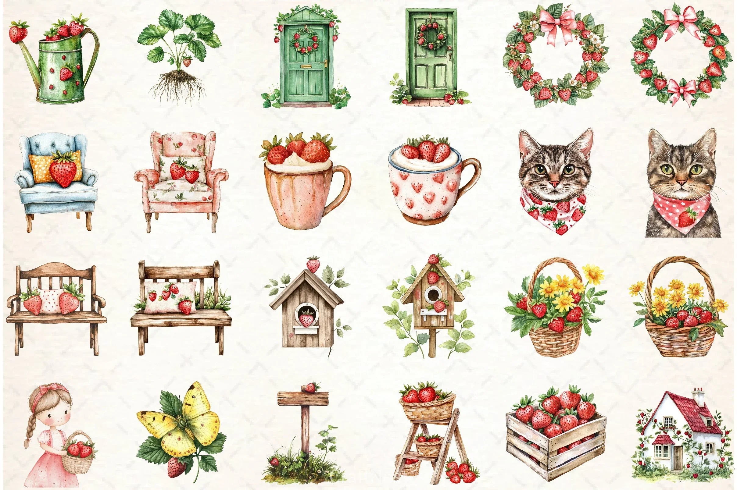 Strawberry Cottage Clipart Bundle - CraftNest - Digital Crafting and Art