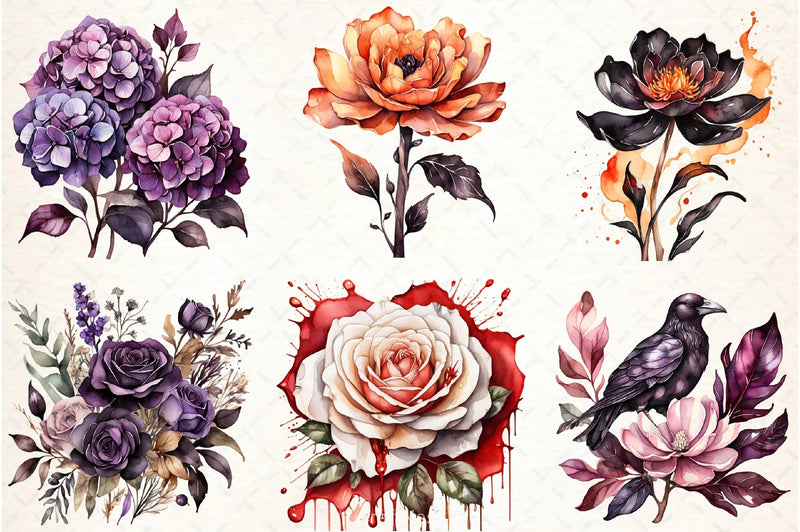 Halloween Flowers Clipart Bundle 3 - CraftNest - Digital Crafting and Art