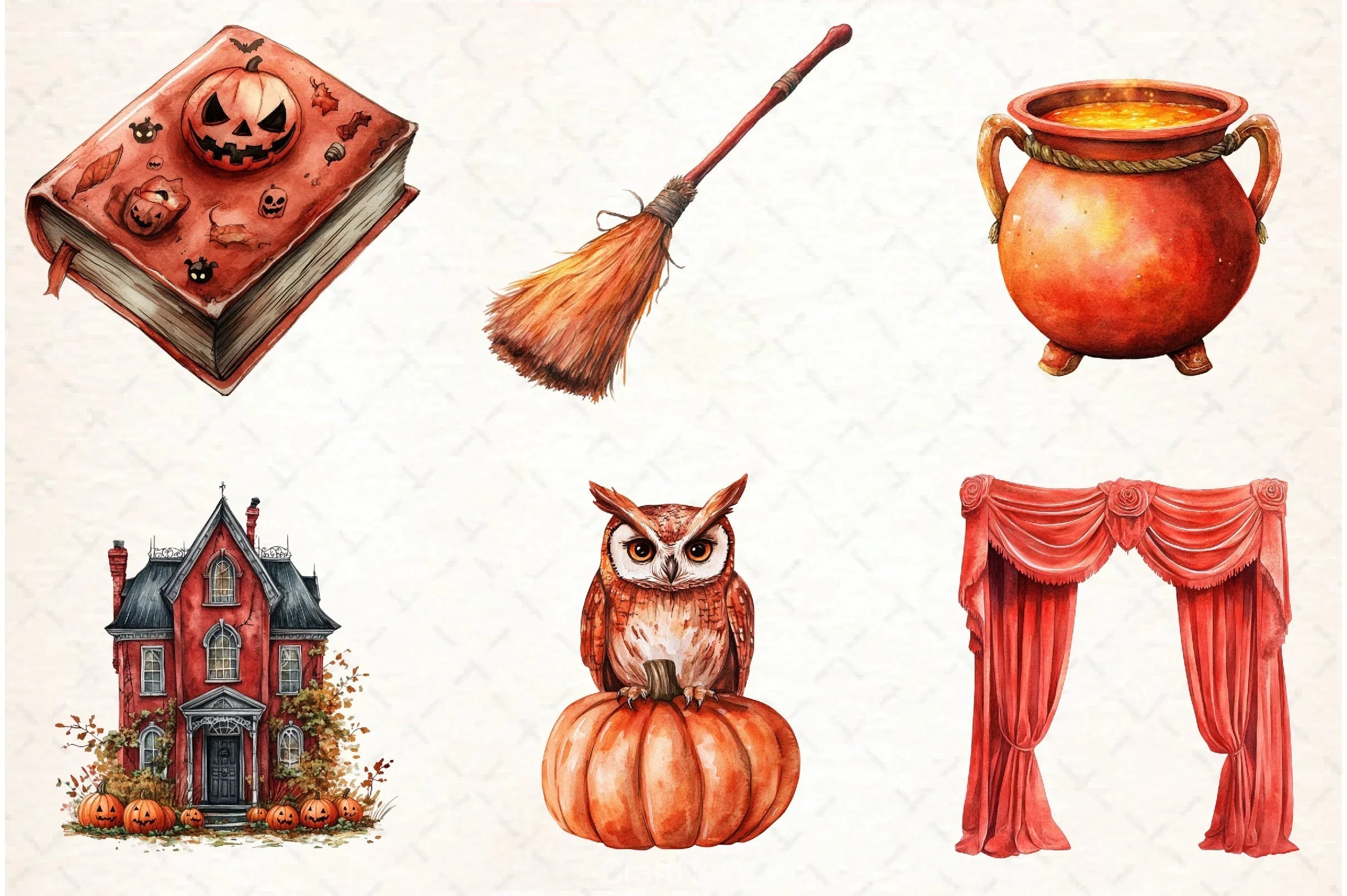 Vintage Red Halloween Clipart Bundle - CraftNest - Digital Crafting and Art