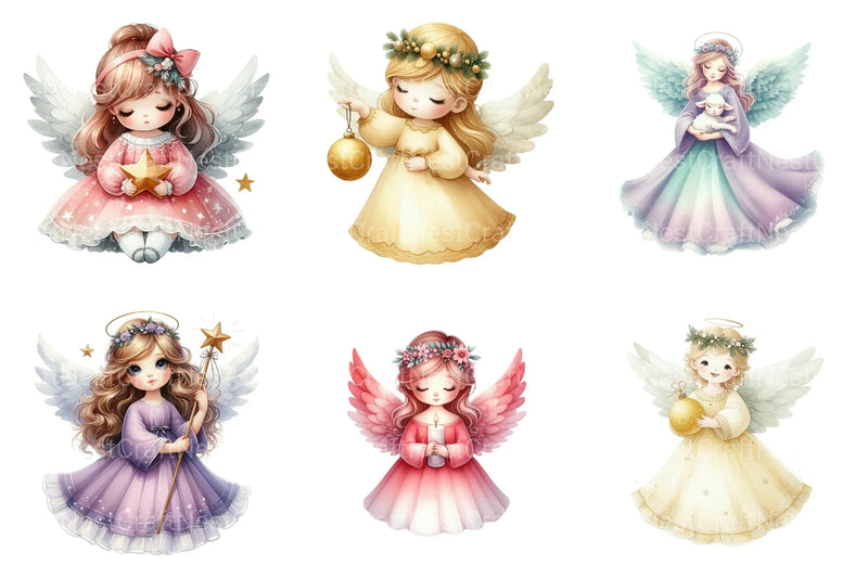 Christmas Angels Clipart Bundle - CraftNest - Digital Crafting and Art