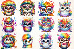 Rainbow Owl Clipart Bundle - CraftNest - Digital Crafting and Art