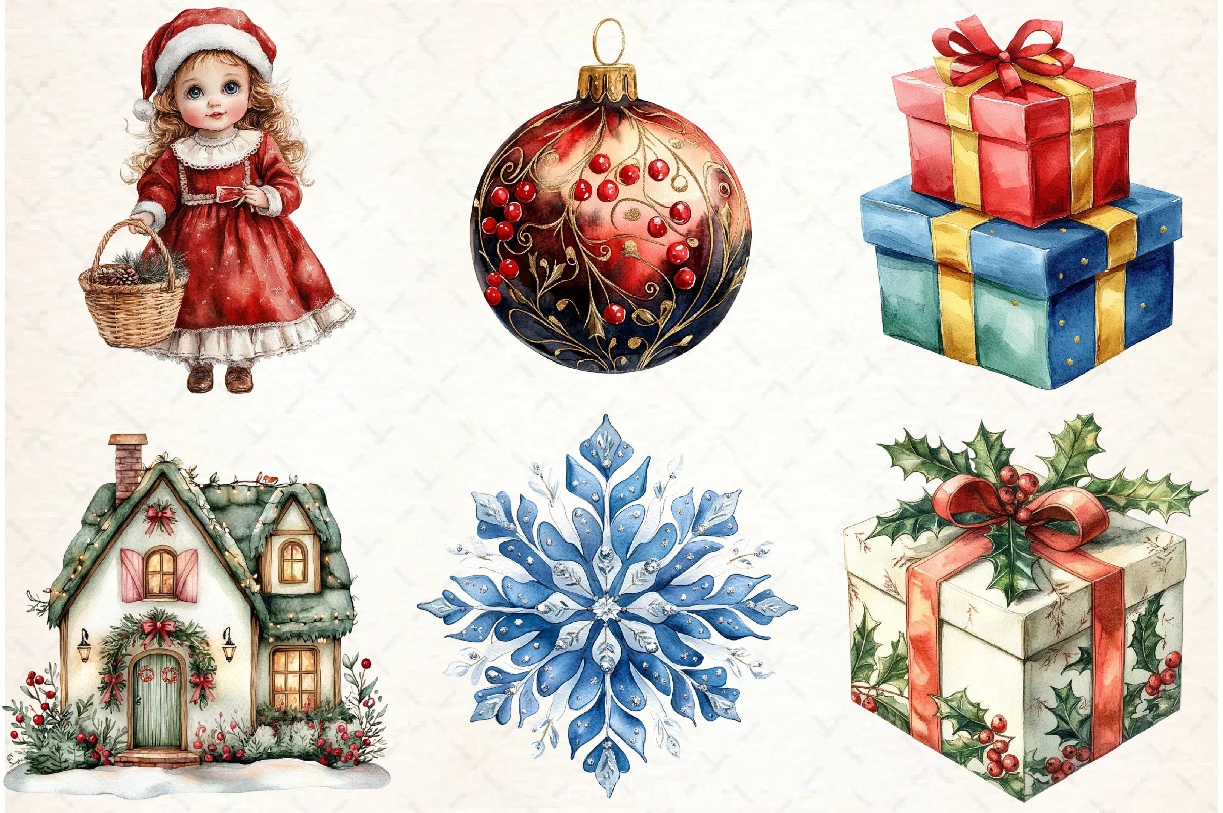 Retro 50s Christmas Clipart Bundle - CraftNest - Digital Crafting and Art