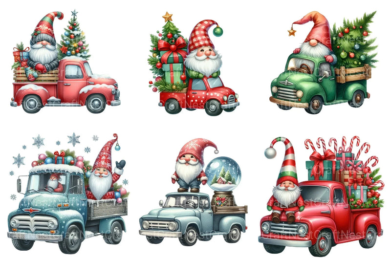 Christmas Truck & Gnomes Winter Clipart Bundle - CraftNest - Digital Crafting and Art
