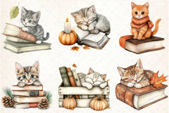 Cat and Book Fall Clipart Bundle - CraftNest - Digital Crafting and Art