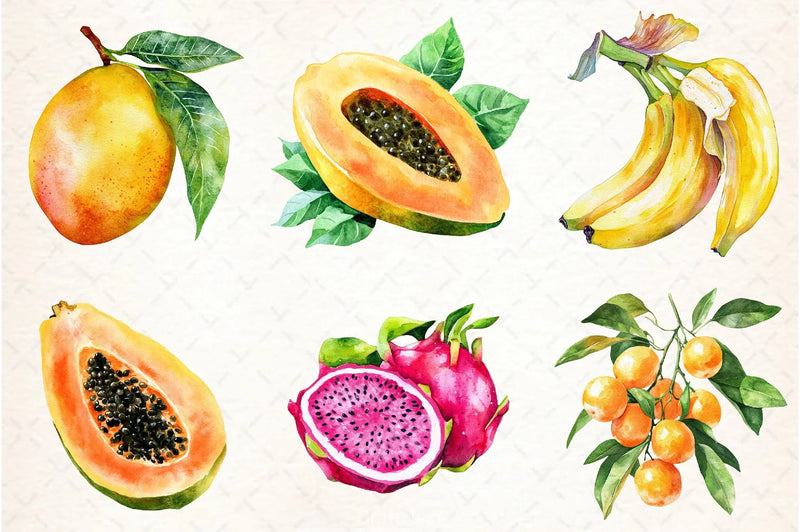 Tropical Fruit Clipart Bundle 2 - CraftNest - Digital Crafting and Art