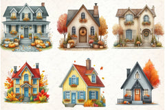 Autumn House Clipart Bundle 3 - CraftNest - Digital Crafting and Art