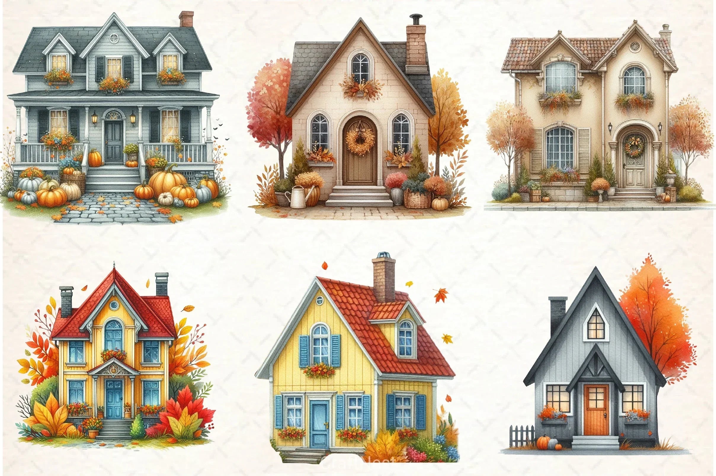 Autumn House Clipart Bundle 3 - CraftNest - Digital Crafting and Art