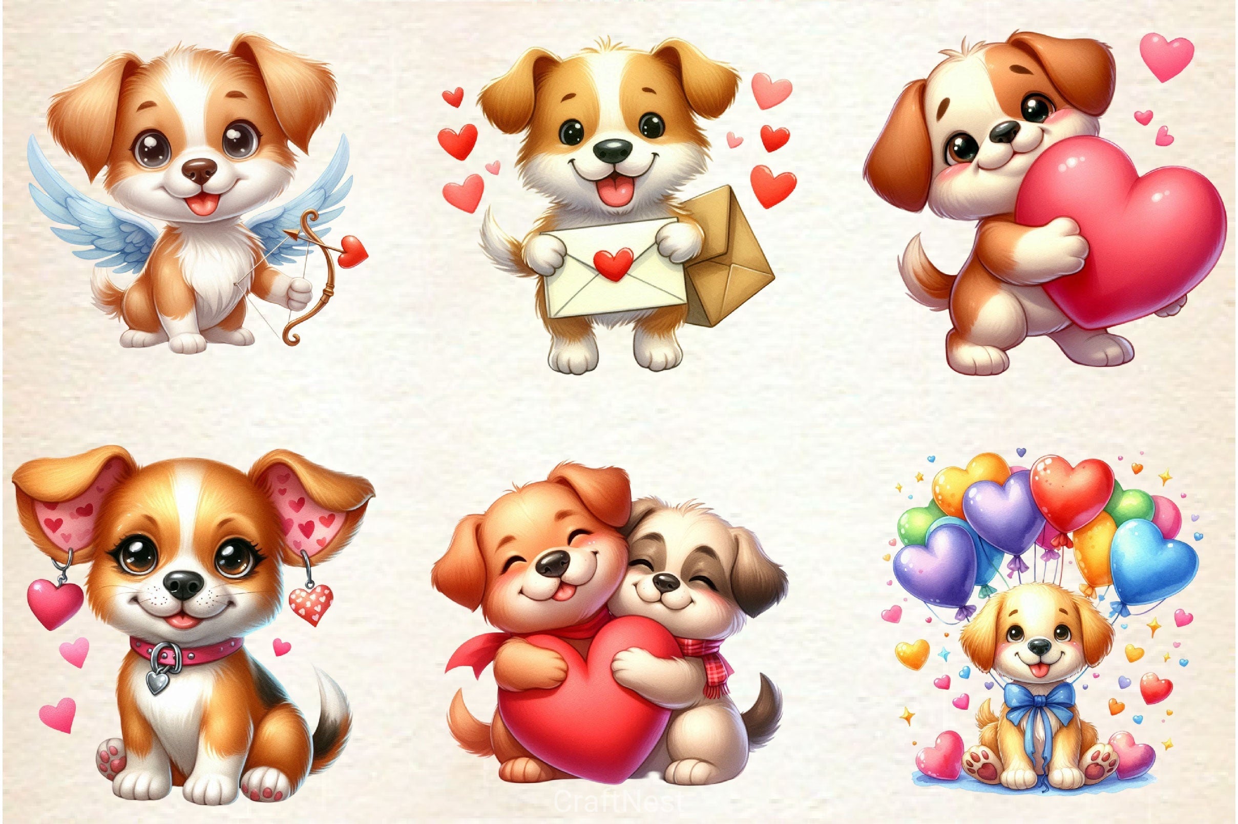 Valentine Dog Clipart Bundle 4