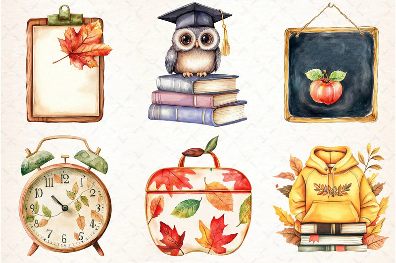 Autumn School Clipart Bundle - CraftNest - Digital Crafting and Art