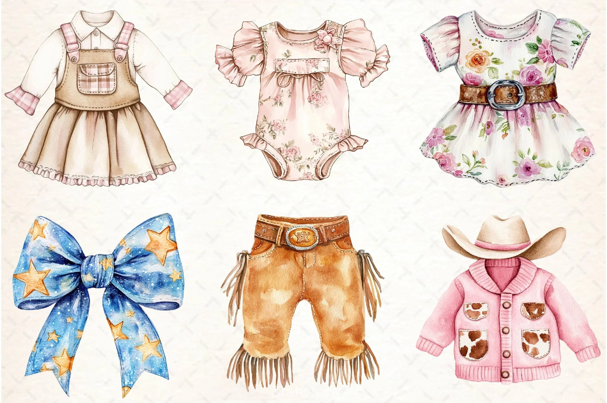 Cowgirl Baby Clothes Clipart Bundle - CraftNest - Digital Crafting and Art