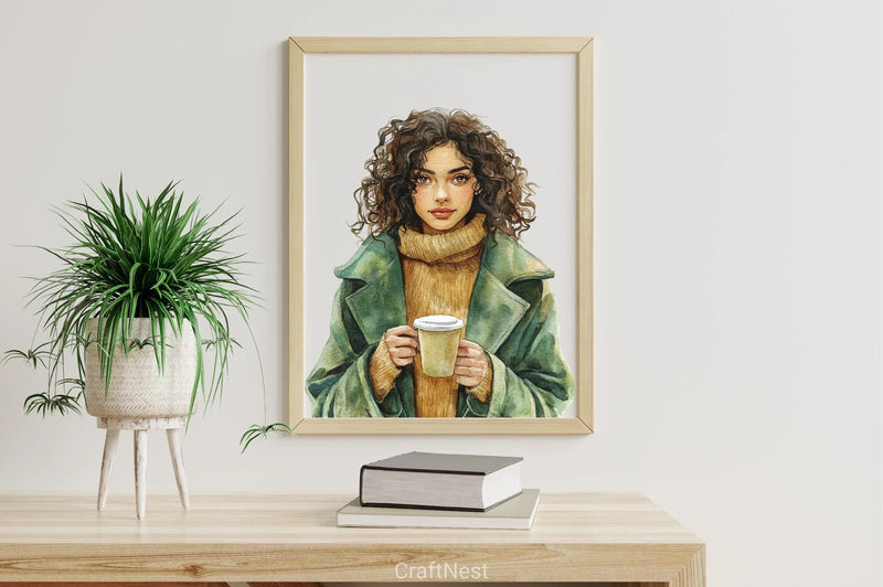 Autumn Coffee Girl Clipart Bundle - CraftNest - Digital Crafting and Art