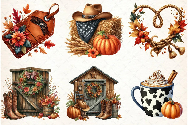 Cowboy Autumn Clipart Bundle - CraftNest - Digital Crafting and Art