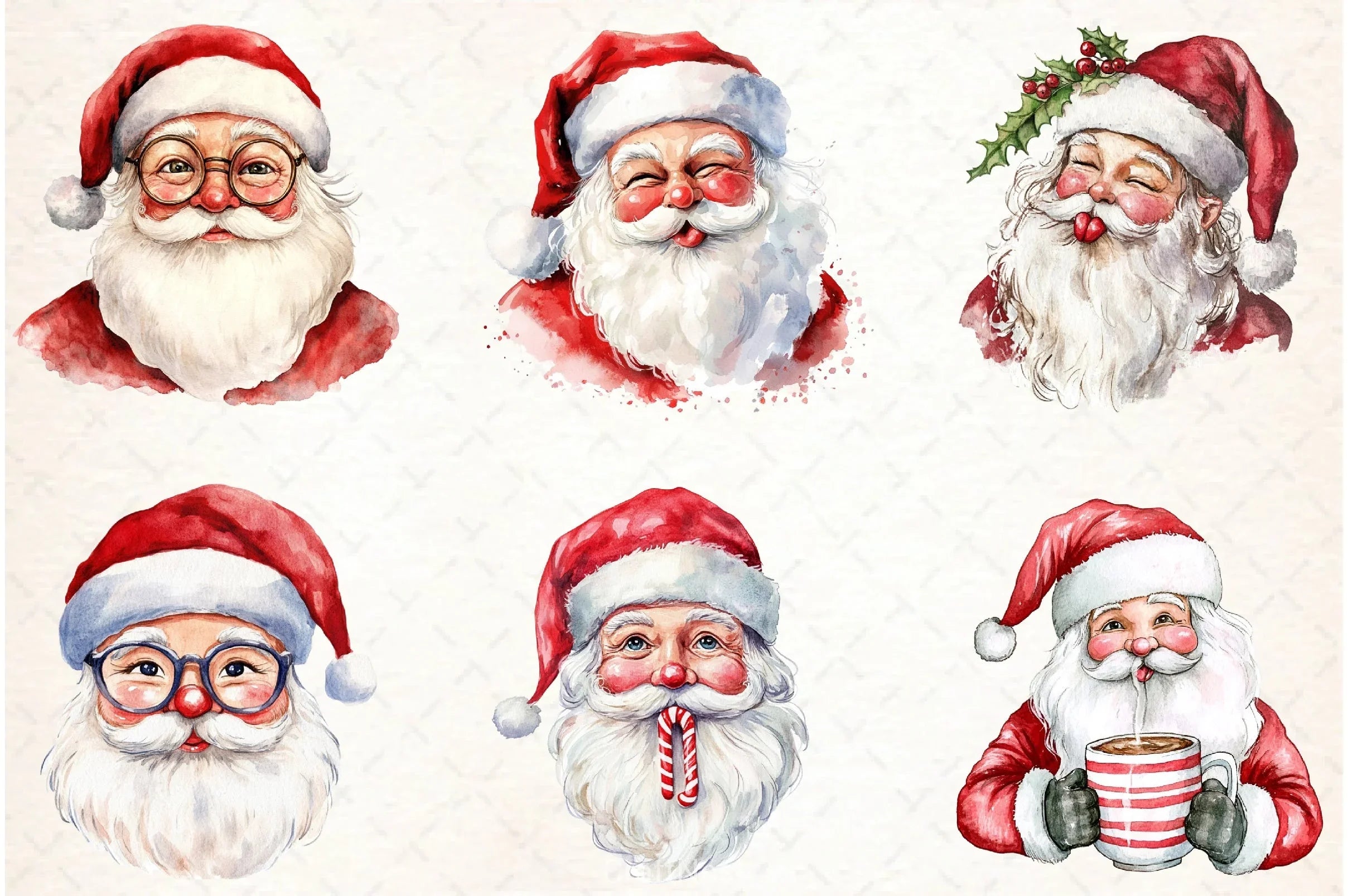 Retro Santa Claus Face Clipart Bundle - CraftNest - Digital Crafting and Art