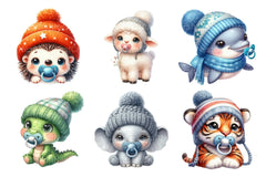 Winter Baby Animals Clipart Bundle: Pacifier Collection - CraftNest - Digital Crafting and Art