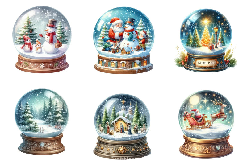 Christmas Snowglobe Village Clipart Bundle - CraftNest - Digital Crafting and Art