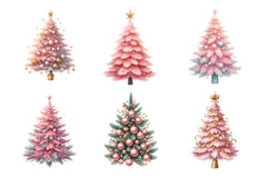 Pink Christmas Tree Clipart Bundle 1 - CraftNest - Digital Crafting and Art