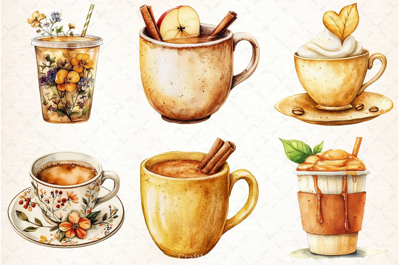 Fall Coffee Clipart Bundle 4 - CraftNest - Digital Crafting and Art